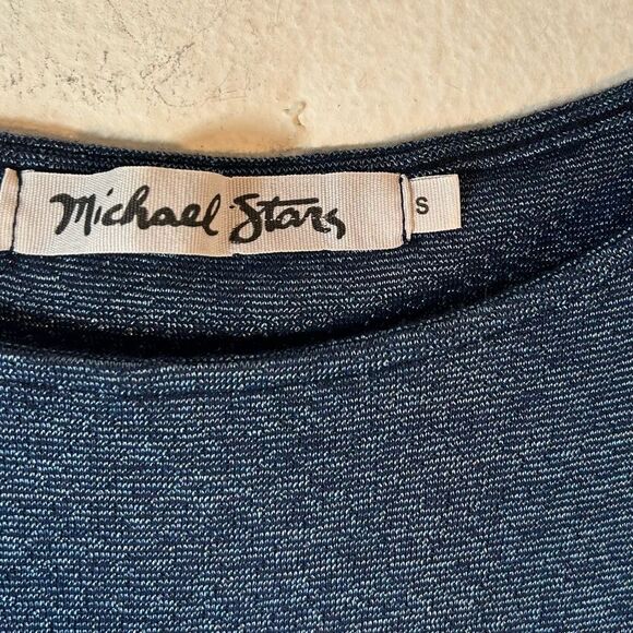 MICHAEL STARS WOMANS DRESS SMALL BLUE 0472 ruched tulip blouson Jordan mini - Picture 12 of 14